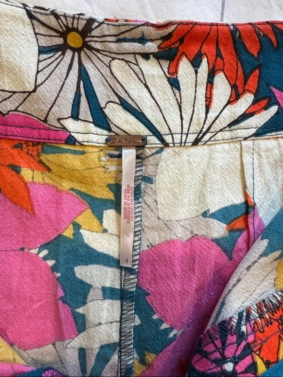 Free People Tessa Tapered Pants Retro Floral High Rise Crop Size 4 - Picture 6 of 9